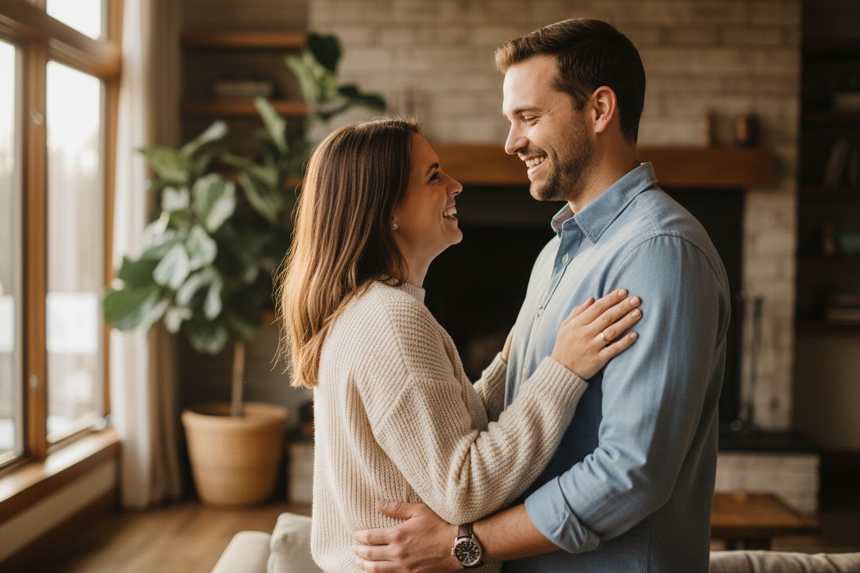 couple smiling and close together