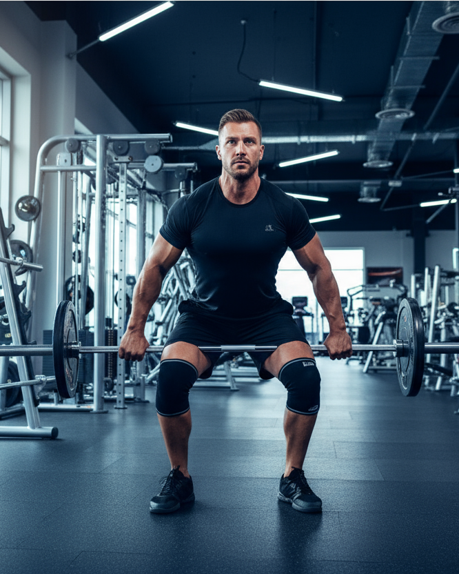 I need a square format image of a man working out in a gym
